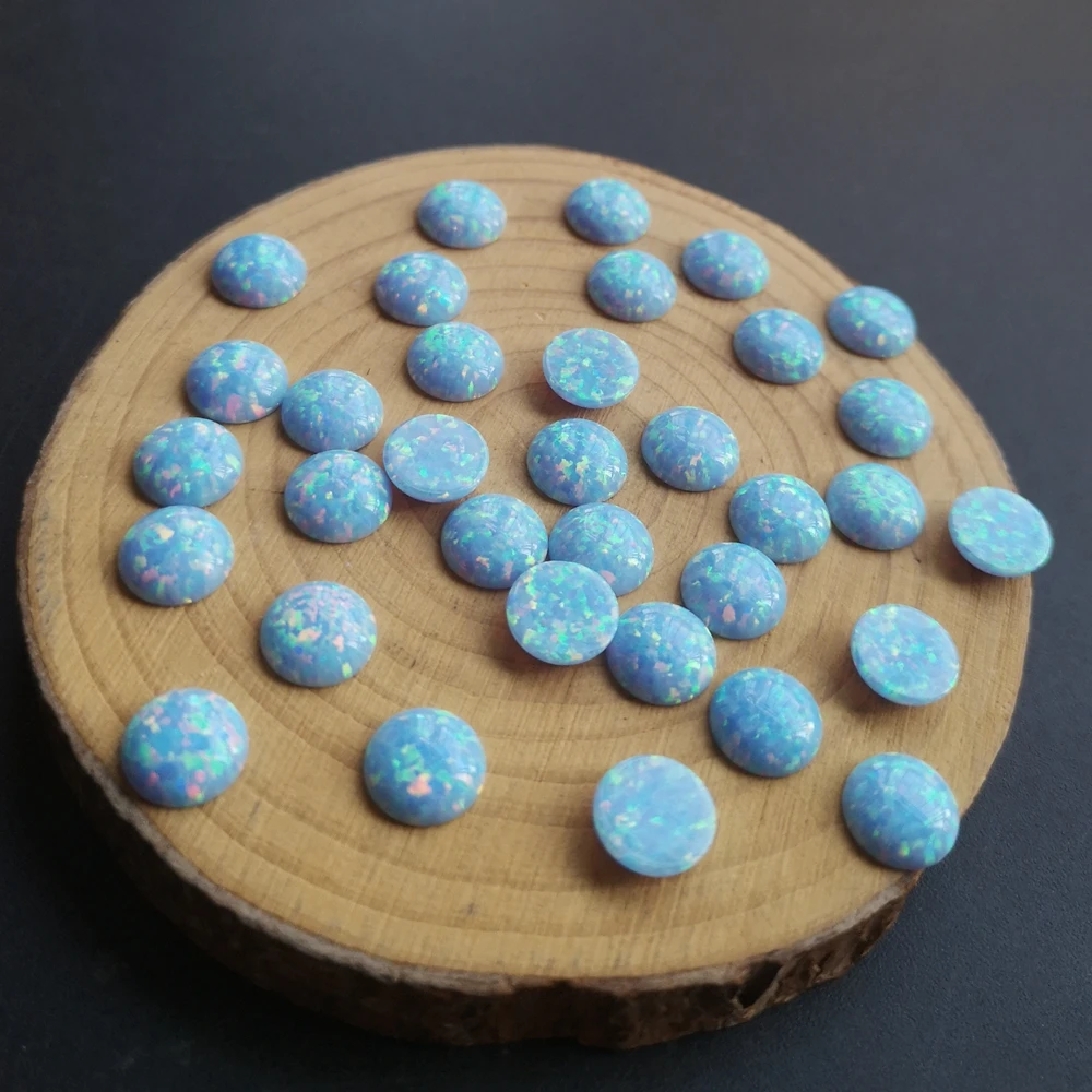 50 шт./лот 8 мм синтетический круглый кабошон огненный опал для ювелирных изделий