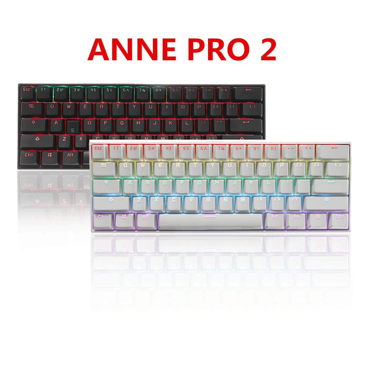 Беспроводная клавиатура ANNE Pro2 мини 60% Портативная bluetooth механическая с красным