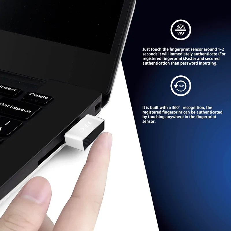 TEC Type-C USB Fingerpr Fingerprint Reader Module for Windows 7、10、11 Hello Dongle Biometric Scanner padlock Laptops & PC |