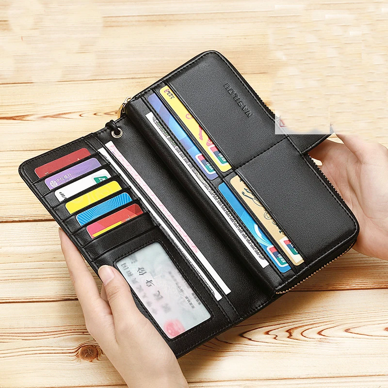 

WESTAL Genuine Leather Women Long Purse Female Clutches Money Wallets Handbag Handy Passport walet for Cell Phone Card Holder