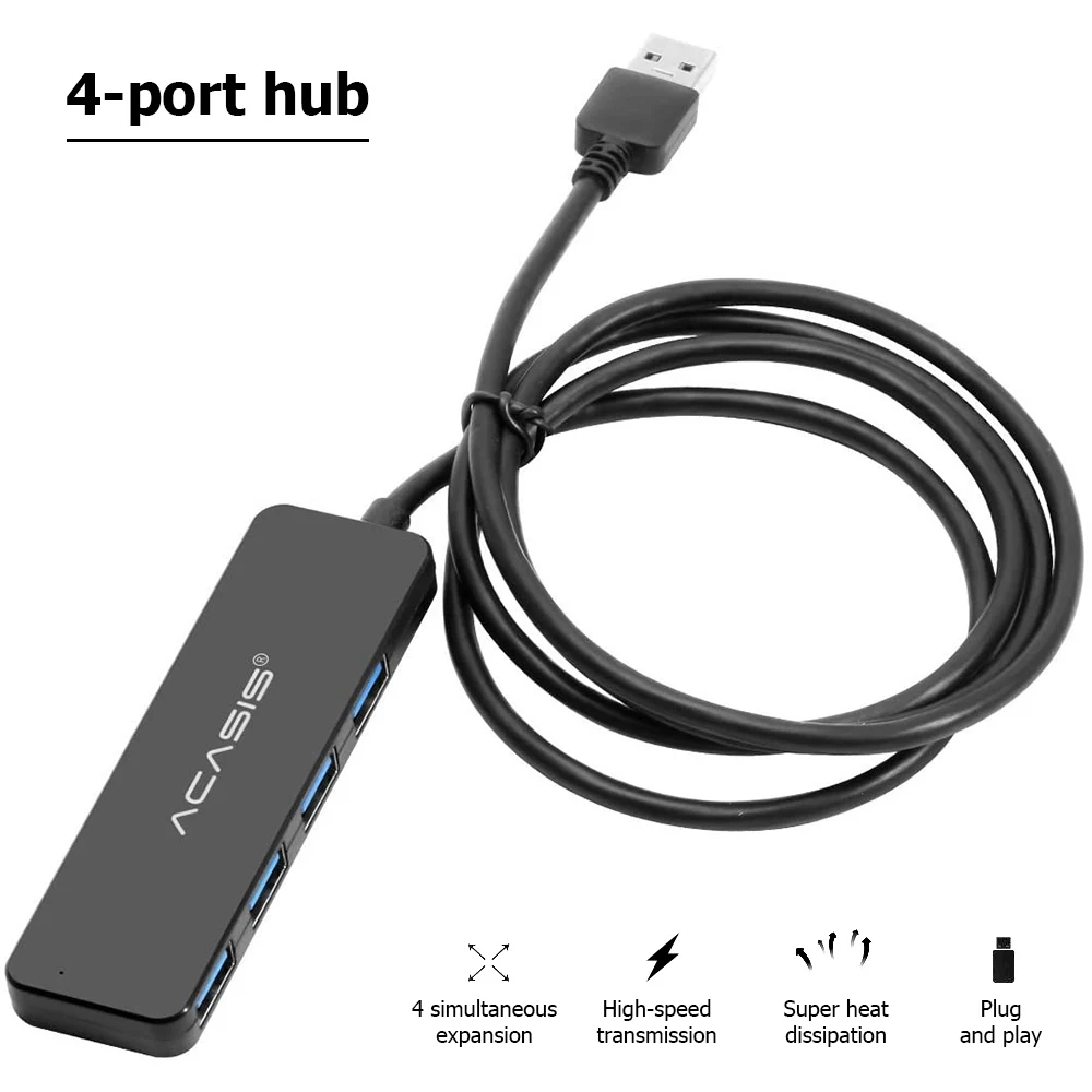 

ACASIS USB Hub 4 Ports USB3.0/2.0 External Splitter With Micro USB Port Charging Adapter HUB For Laptop Computer Accessories