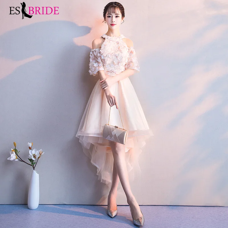 Женское вечернее платье с коротким рукавом ES2752 глубоким вырезом вечерние платья