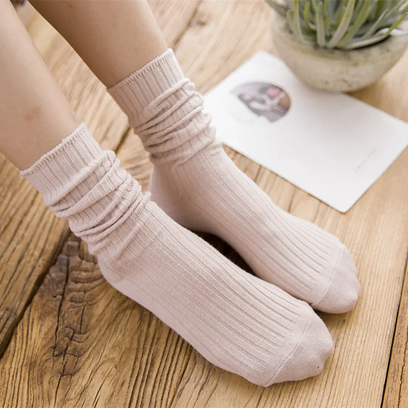 Классические новые свободные носки женские хлопковые вязаные однотонные 200 иглы