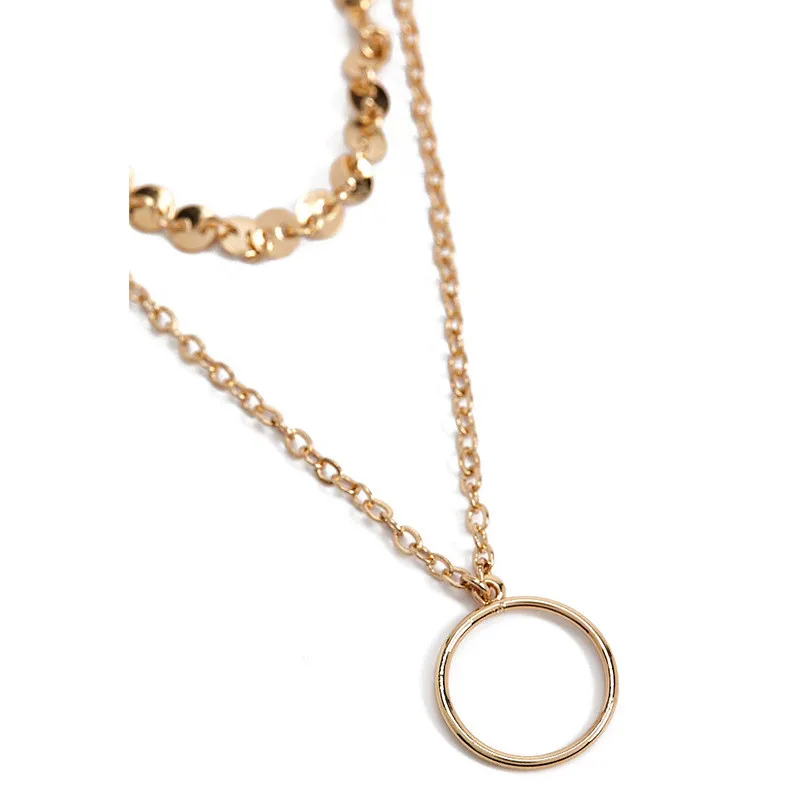 

2023 The New Popular Accessories European And American Metal Rings Round Jewelry Necklace Multi-level Women Simple Atmosphere