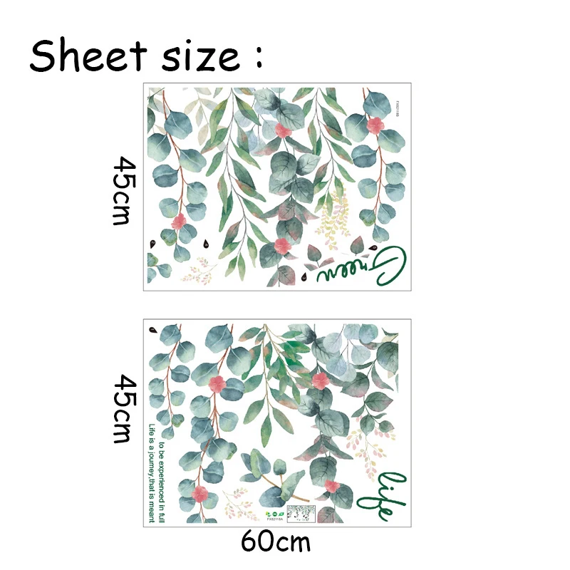 

Green Vine Leaves Home Decor Wall Art Sticker Poster For Girls Kids Bedroom Home Plant DIY PVC Wallpaper Decoration Accessories