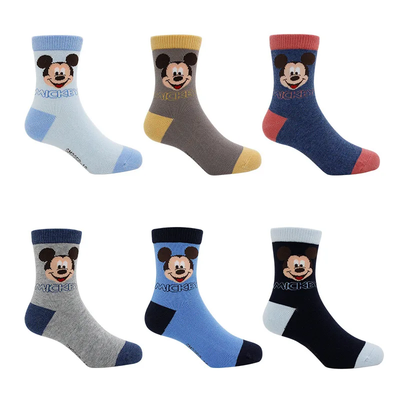 Disney Children's Socks Autumn And Winter Cotton Socks Thickening Baby 3-9 Years Old Cartoon Stretch Comfortable Cute Kids Socks