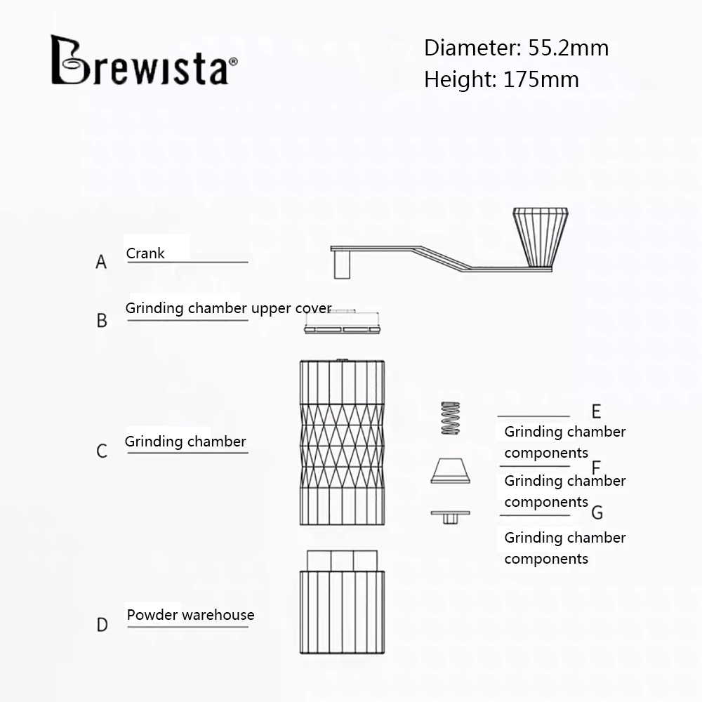 Ручная кофемолка Brewista X из нержавеющей стали портативная в виде кофейных зерен