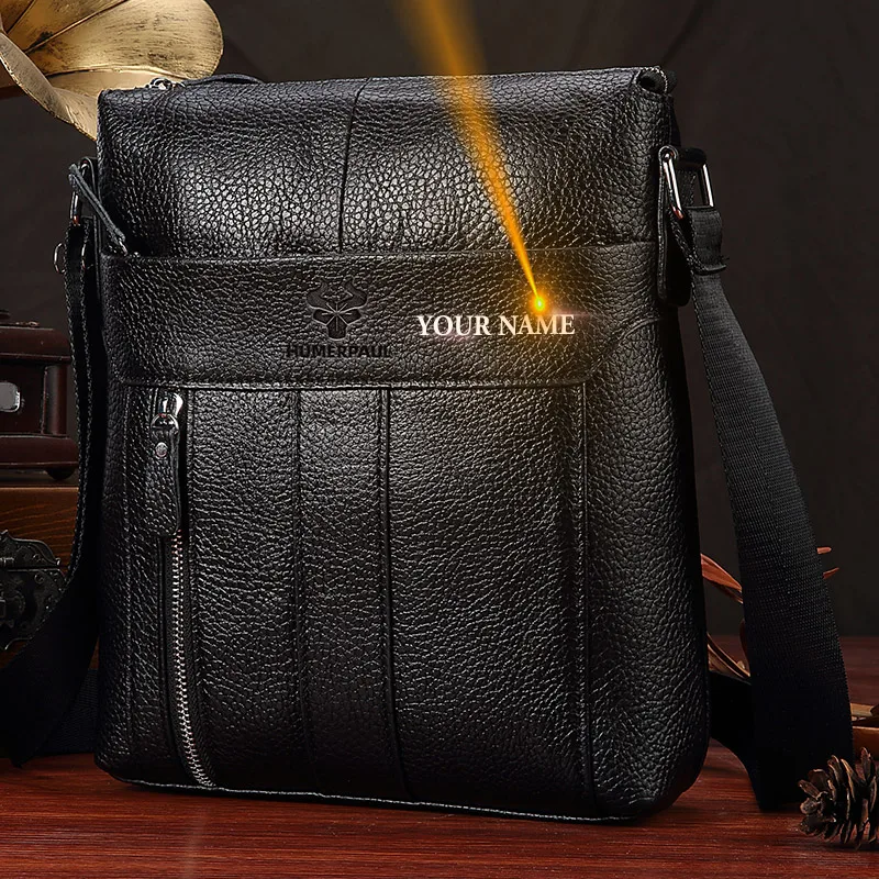 Мужская сумка мессенджер из 100% натуральной кожи вместительная коровьей