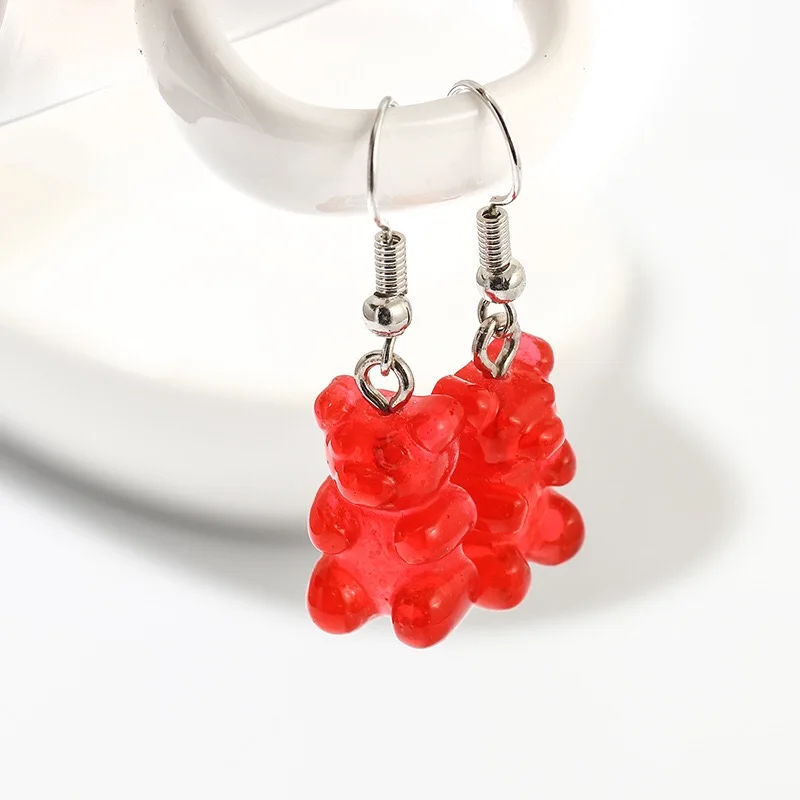 

Creative European and American colorful Jelly Bear candy color earrings