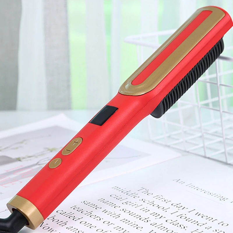 

Professional Hair Straightener Heating Comb Straightening Iron Hot Brush Straighteners Fashion Design US Plug
