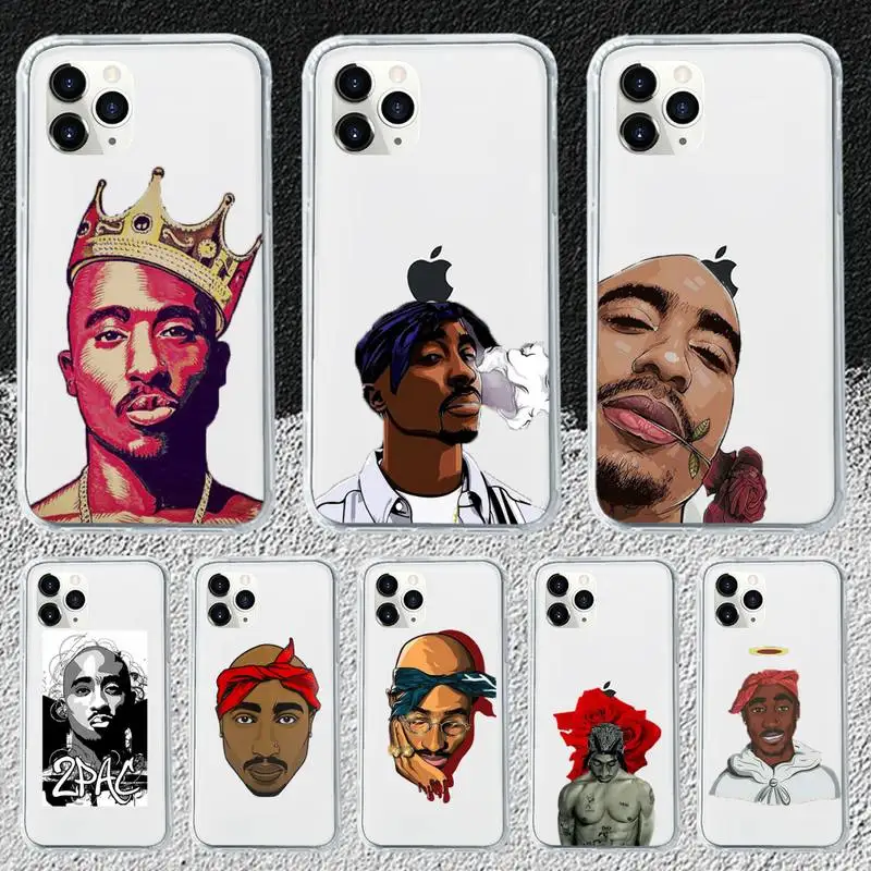 

Rapper 2Pac Makaveli Tupac Amaru Shakur Phone Case Transparent for iPhone 11 12 mini pro 8 7 6 6S XS MAX Plus X 5S SE 2020 XR