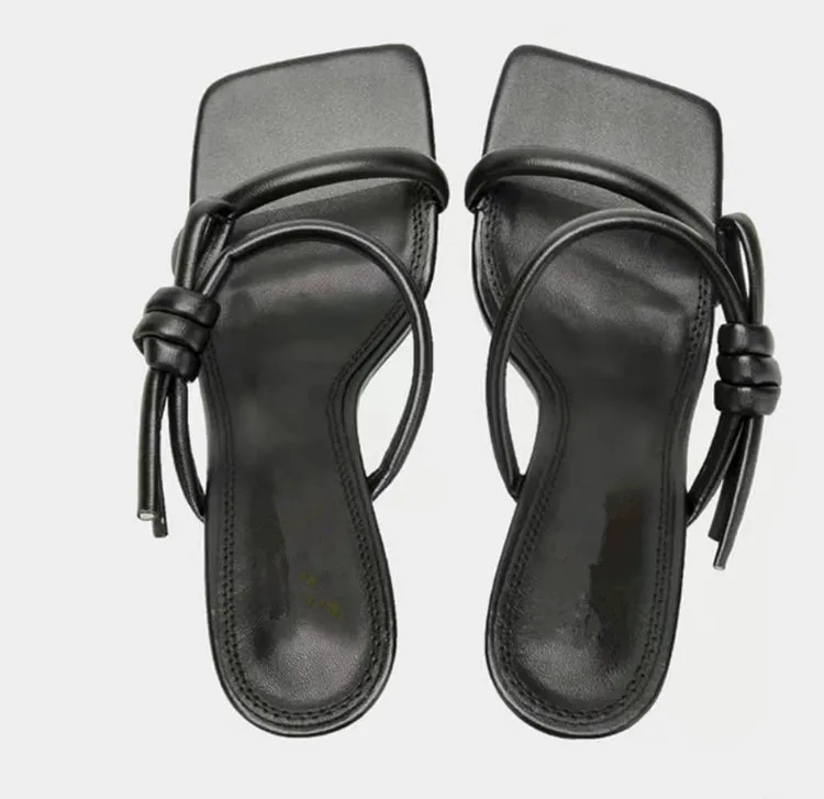 

Shoes Ladies' Slippers Square Toe Slipers Women Heeled Mules Luxury Slides Rubber Flip Flops Med 2021 High Thin Designer