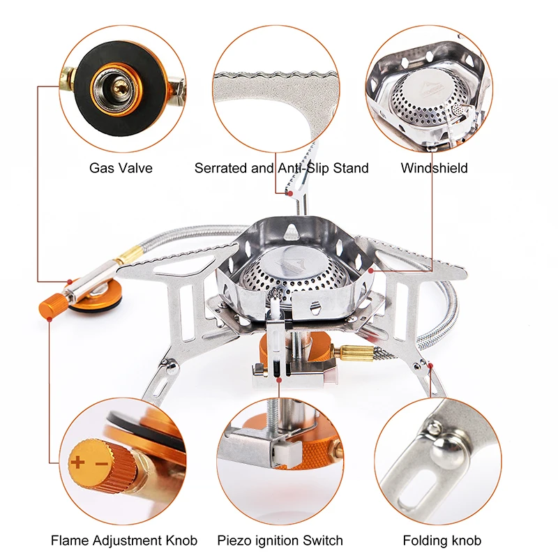 

Wind Proof Outdoor Gas Burner Camping Stove Lighter Tourist Equipment Kitchen Cylinder Propane Grill