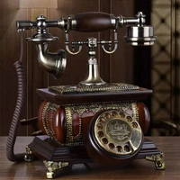 vintage telephone solid wood retro rotary dial telephone european classical telephone home landline