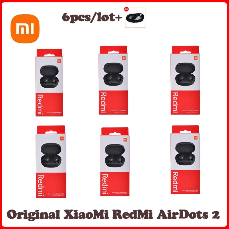 

Беспроводные наушники Xiaomi Redmi Airdots 2, 6 шт./лот, Bluetooth 5,0, шумоподавление, Tws гарнитура, оригинальные Xiaomi Airdots