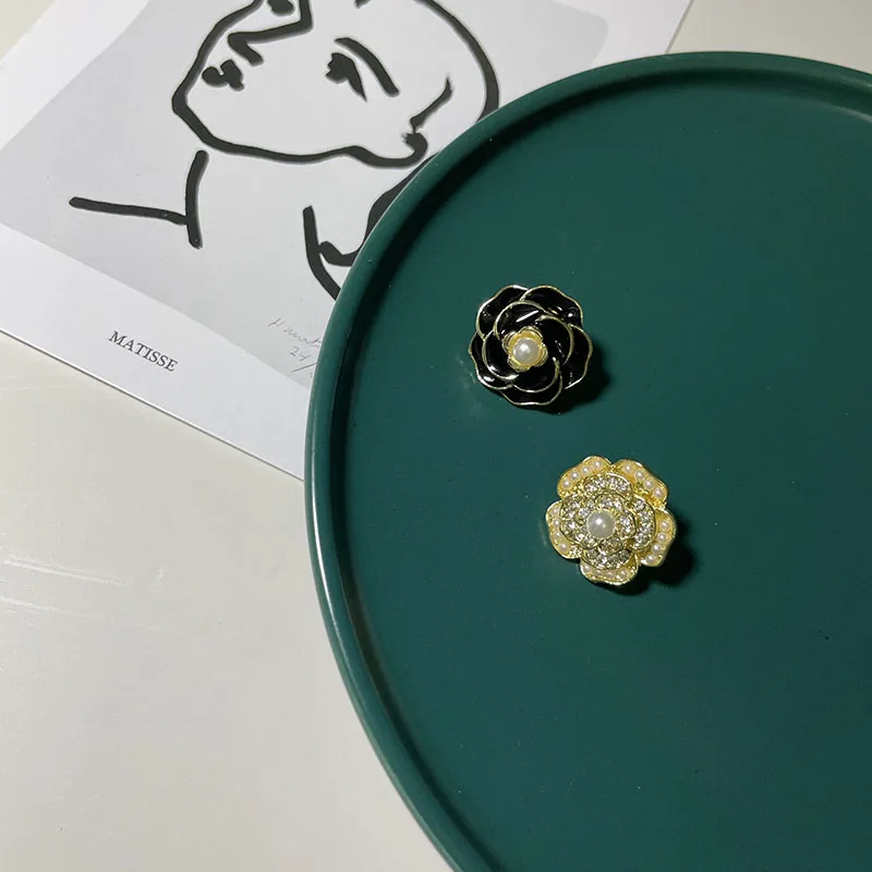 Ретро Ab Циркон жемчужный цветок камелии серьги со шпилькой для женщин в