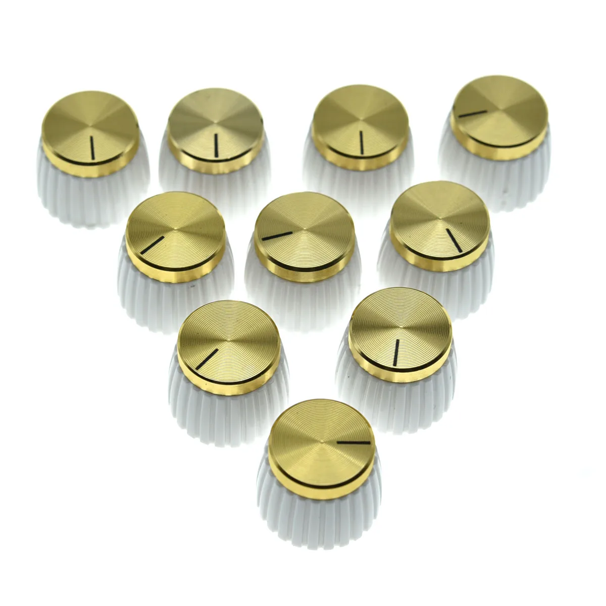

10x Amplifier Knobs White w/ Gold Cap Push on Knobs for Marshall Amplifier AMP Knob
