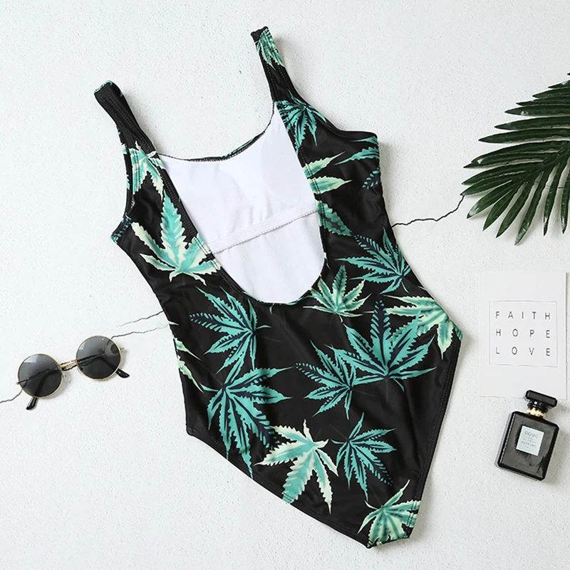 Сексуальный слитный купальник на молнии женский пуш ап монокини с принтом летняя