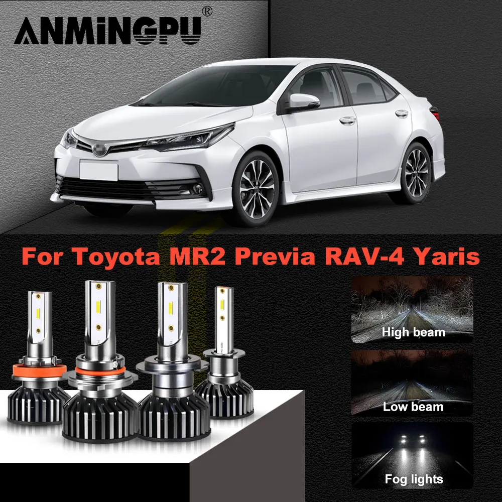 

Led Headlight Canbus For Toyota MR2 Previa RAV-4 Supra Yaris Led Hi/Lo Beam Led Headlight Kit Bulbs Fog Light 1990-2014