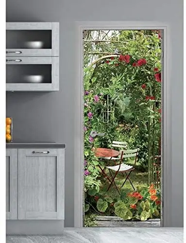 Настенная Наклейка на дверь самоклеящиеся водонепроницаемые обои для сада