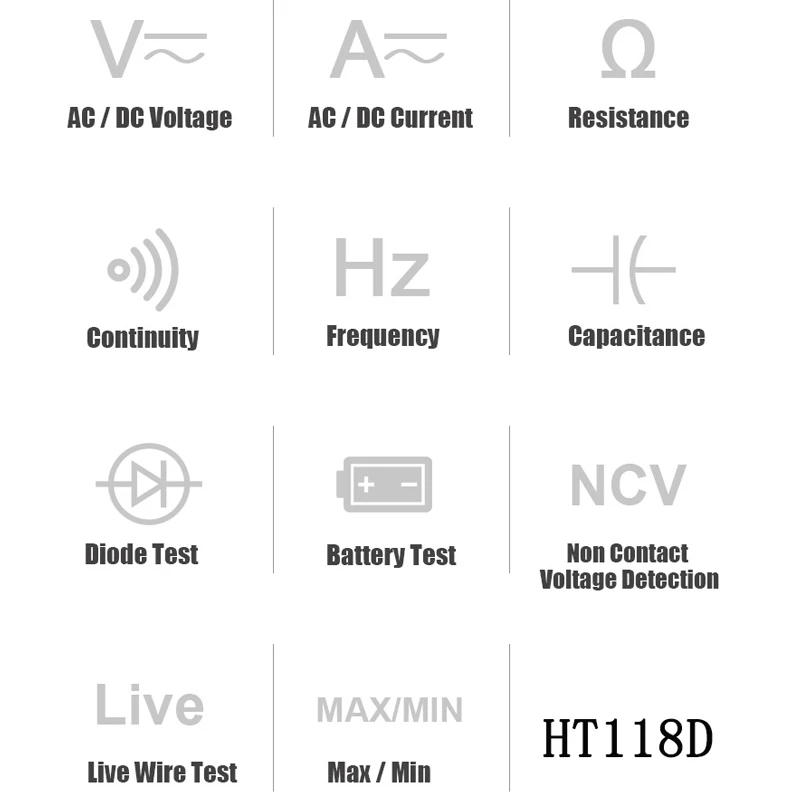HABOTEST HT118D Digital Multimeter Esr Meter Testers Automotive Electrical Dmm Transistor Peak Tester Meter Capacitance Meter