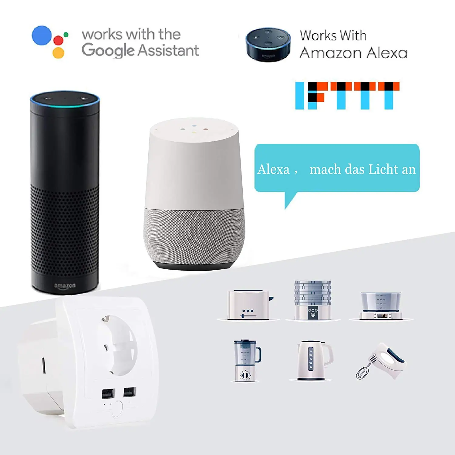 Wi Fi Смарт розетки электрическая мощность ЕС вилка Schuko выход мульти способ USB