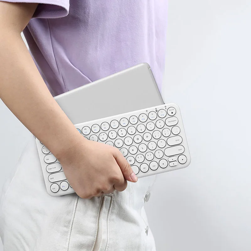 

Tablet Bluetooth Keyboard Round Keycap Wireless Gaming Keyboard for Mac Chrome OS Windows IPhone IPad Android