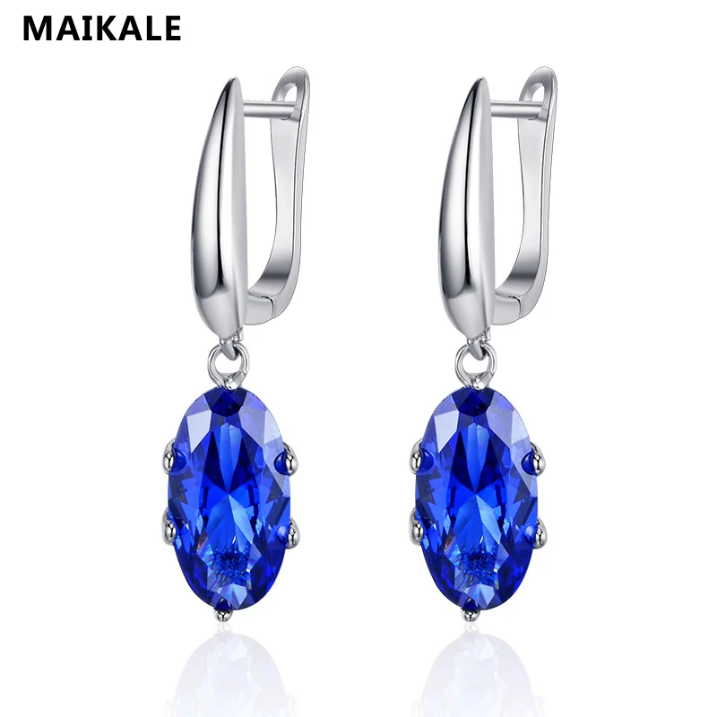 Женские серьги гвоздики MAIKALE модные золотистые небесно голубого цвета с