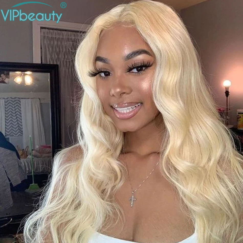 613 Синтетические волосы на кружеве парик светлые Тело Волна 13x6 парики из