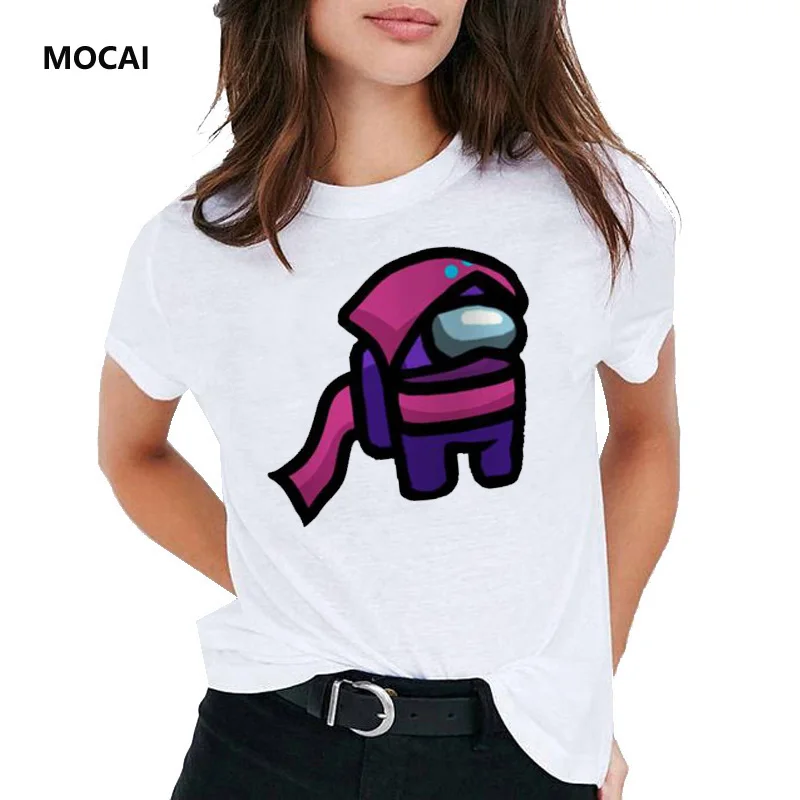 

Lovely summer cartoon images Among Us Game Printed women's T-shirt Harajuku Kawaii street fashion casual white aesthetic T-shirt