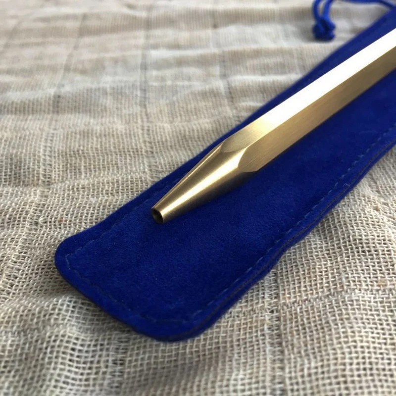 

Newest Brass Pen Hexagon Design Twist Retractable Ballpoint Pen Office Writing Tool Craft Stationery