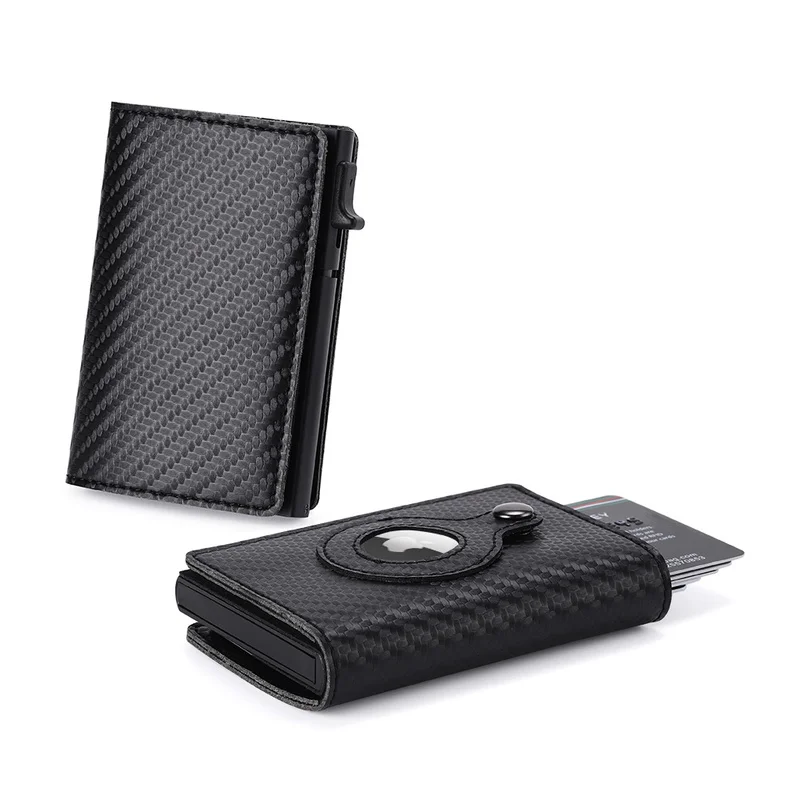 Top Carbon Fiber For Apple Airtag Wallet Men Business ID Credit Card Holder Rfid Slim Anti Protect Airtag Slide Wallet Dropship