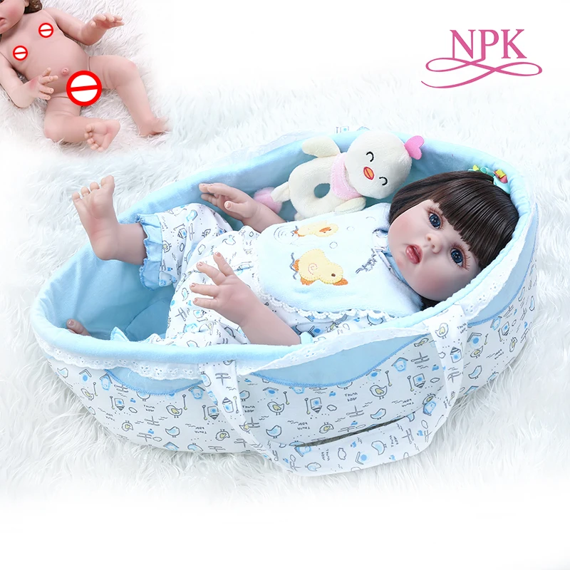 48 см реалистичный младенец куклы reborn baby doll всего тела, мягкий, силиконовый, гибкий приятные детские сумкой спальную корзинку Новорожденные