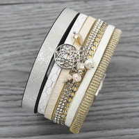 strathspey leather bracelet for women 2020 bohemian dreamcatcher bracelets magnetic bracelet with crystal beads jewelry femme