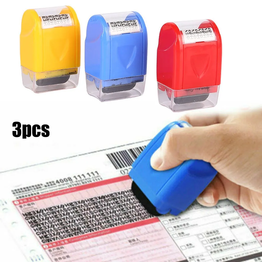 

3pcs Privacy Seal Privacy Theft Protection Stamp Roller Easy Guard Your Data Identity Security Hand Tool Set Roller Seal