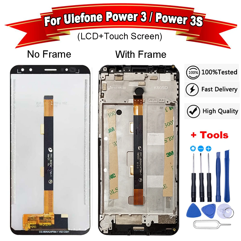 ЖК дисплей и сенсорный экран 6 0 дюйма для Ulefone Power 3 3S с рамкой идеальные запасные