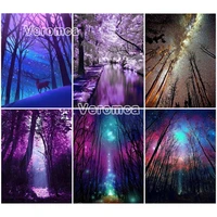 5d diy diamond painting kits dreamy forest landscape starry sky diamond embroidery tree full drill pictures of rhinestones