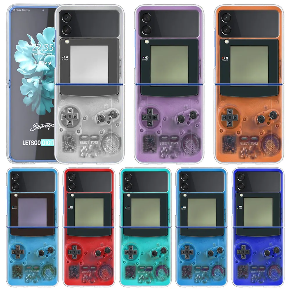 

Classic Transparent Mini Video Games PC Case For Samsung Galaxy Z Flip3 5G Plastic Phone Coque Folding Splitting Z Flip 3 Cover