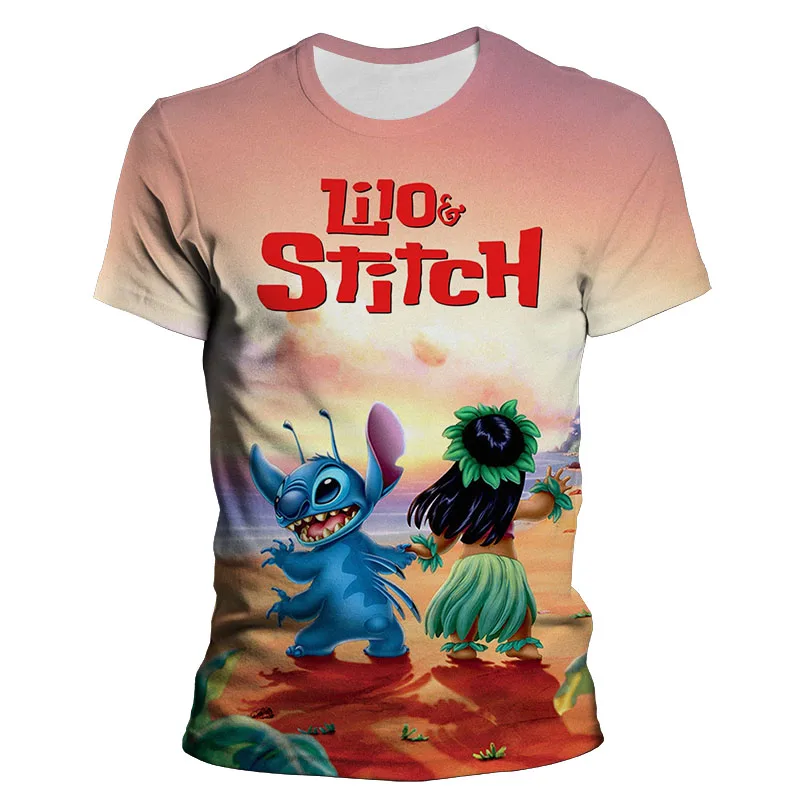

Men Women T-shirt Disney Cartoon Anime Lilo&Stitch Short-sleeved Shirt Teenager Clothes Summer Funny Cute Girl T-shirt Tees