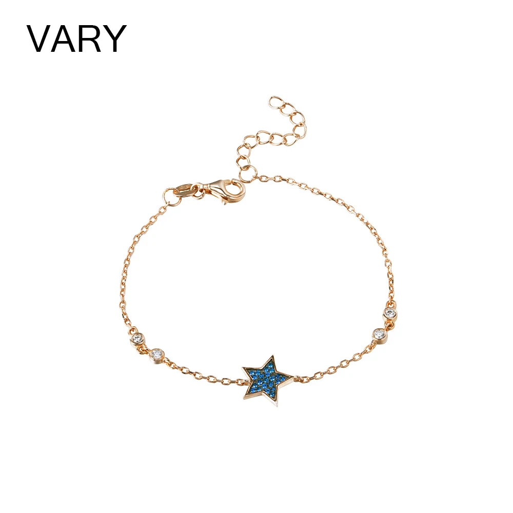 

VARY 925 Sterling Silver Jewelry Bule Star Beautiful Charm Bracelets For Women