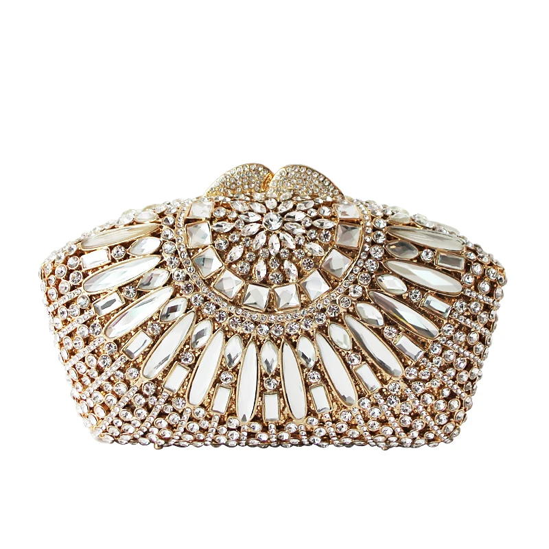 

Chinese style female flowers handmade diamond elegant banquet cheongsam bag fashion evening dress women full crystal handbag