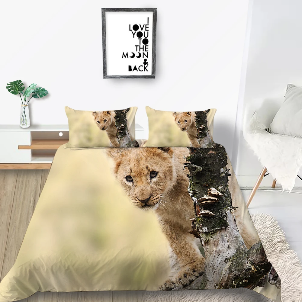 Комплект постельного белья с изображением Льва модный реалистичный животных