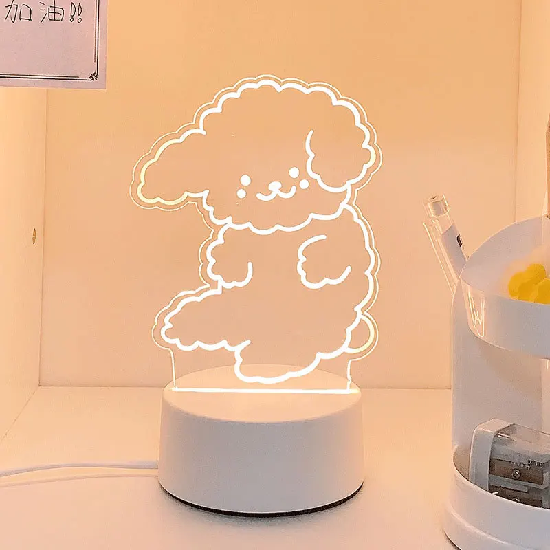 

LED Night Lamp New Acrylic Lights 3D Stereo Desk Bedroom Decor Gift Warm White Lamp Holiday Kids Gift for Birthday Festival