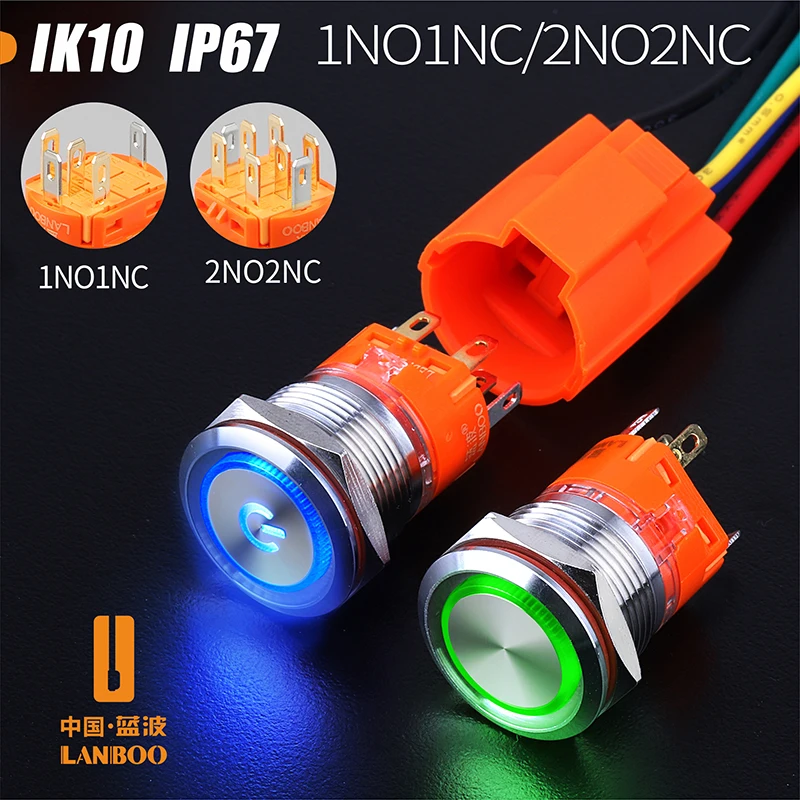 Новый продукт 19 мм 24 В 12 220 светодиодная подсветка нержавеющая сталь мгновенная