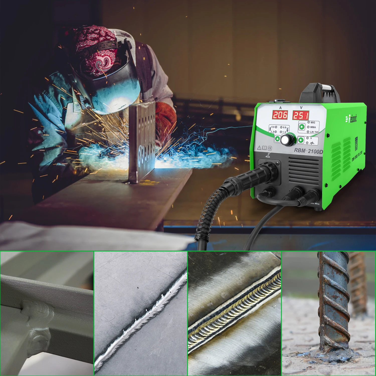 Новинка 220V MIG сварочный аппарат 210 4 в 1 газовая и безгазовая проволока с флюсовой