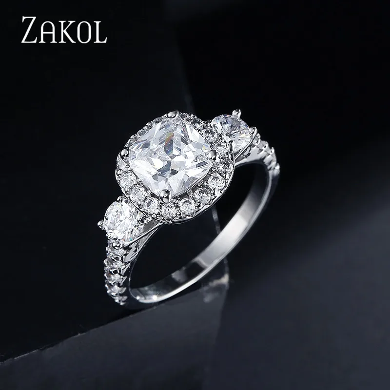 ZAKOL изысканное ювелирное модное квадратное Хрустальное свадебное и обручальное