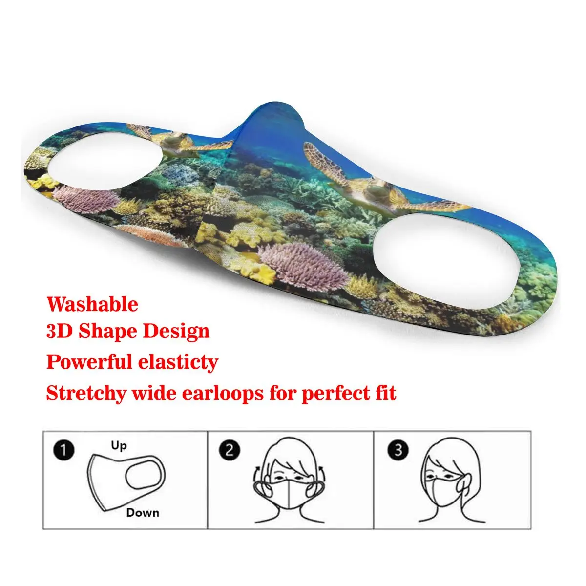 

Beach Summer Sea Turtles Print Dust Mask Mouth-Muffle Washable Fabric Adult Protective Face Windproof