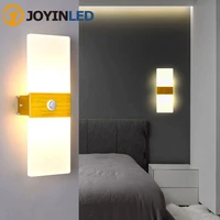 aluminum 12w 18w radar motion sensor led wall light square double head acrylic led wall lamp for bedroom living room stairs