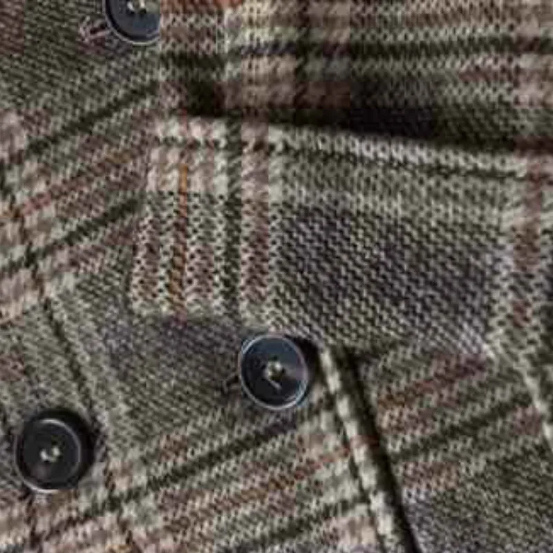 

Wool Blends Women Classic Medium-long Style Womens Plaid Students Korean Outwear Elegant Vintage Double Breasted Oversize Modern