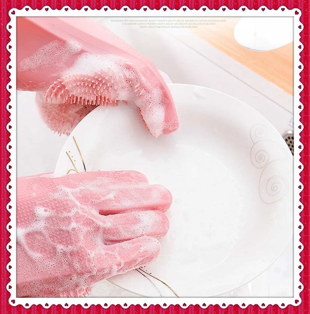 1 пара волшебных силиконовых перчаток для мытья посуда уборки Бытовая щетка